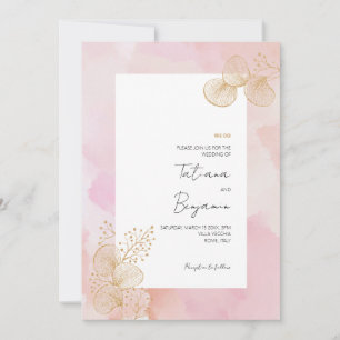 Dusty Pink Watercolor Delicate Wedding Invitation
