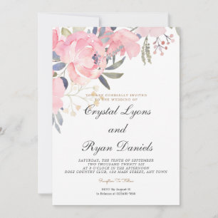 Dusty Pink Watercolor Floral Wedding Invitation