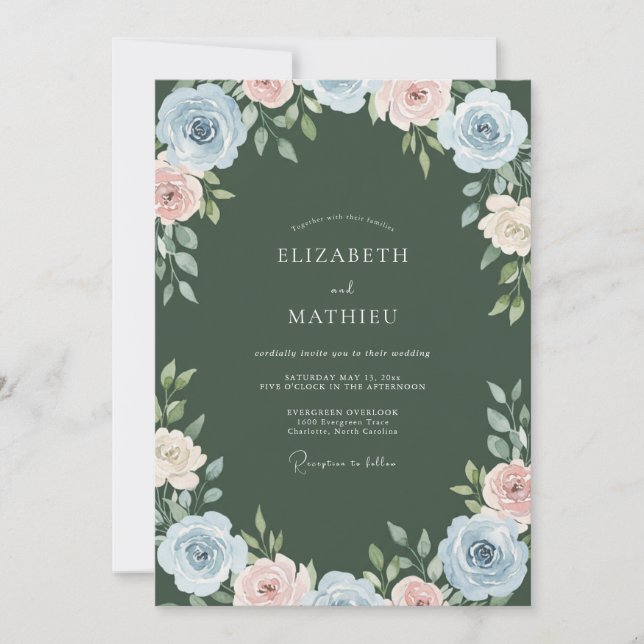 Dusty Pink Watercolor Wedding Invitation (Front)