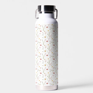 Dusty Pink Watercolor Wildflower Water Bottle