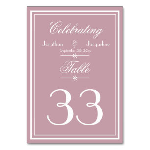 Dusty Pink Wedding Elegant Script Names Chic Table Number