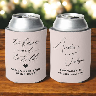 Dusty Pink Wedding Favour To Have and To Hold Can Cooler