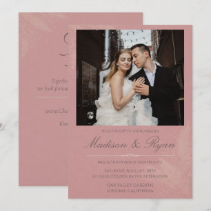 Dusty Pink Wedding Invitation with Photo