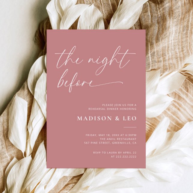 Dusty Pink Wedding Rehearsal Dinner Invitation (Creator Uploaded)