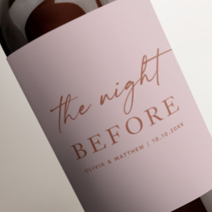 Dusty Pink Wedding Rehearsal Dinner   Night Before Wine Label