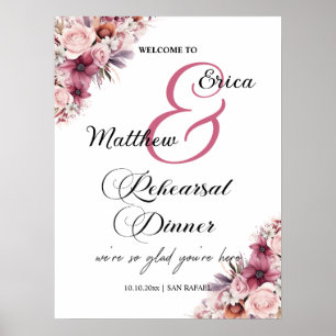 Dusty Pink 'Welcome to our Rehearsal Dinner' Poster