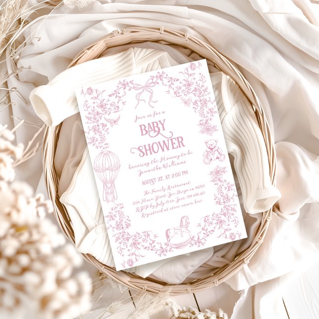 Dusty Pink Whimsical Floral Girl Baby Shower Invitation (Creator Uploaded)