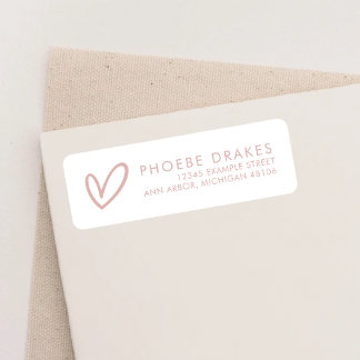 Dusty Pink & White Bridal Shower Return Address