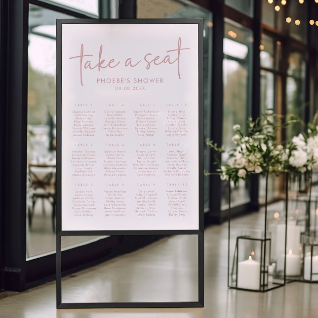 Dusty Pink & White Bridal Shower Seating Chart (Creator Uploaded)