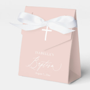 Dusty Pink White Cross Girl Baptism Favor Box