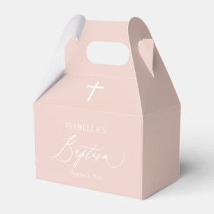 Dusty Pink White Cross Girl Baptism Favor Box