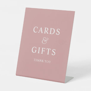 Dusty Pink White Elegant Ampersand Cards & Gifts Pedestal Sign