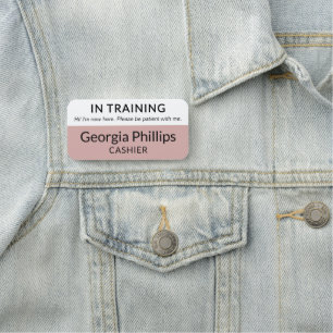 Dusty Pink & White In Training New Employee Name Tag