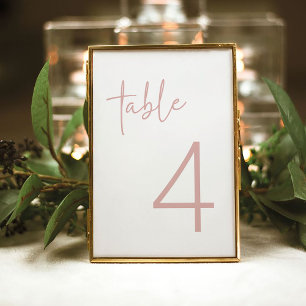 Dusty Pink & White Minimalist Bridal Shower Flat Table Number