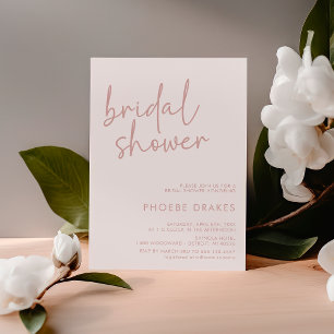 Dusty Pink & White Minimalist Script Bridal Shower Invitation