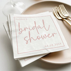Dusty Pink & White Minimalist Script Bridal Shower Napkin