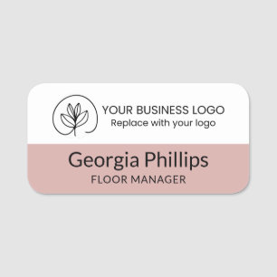 Dusty Pink White With Your Business Logo Name Tag