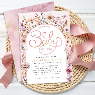 Dusty Pink Wildflower Baby Shower Invitation