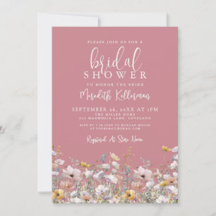 Dusty Pink Wildflower Bridal Shower Invitation