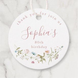 Dusty Pink Wildflower Rustic Boho Birthday Favour Tags