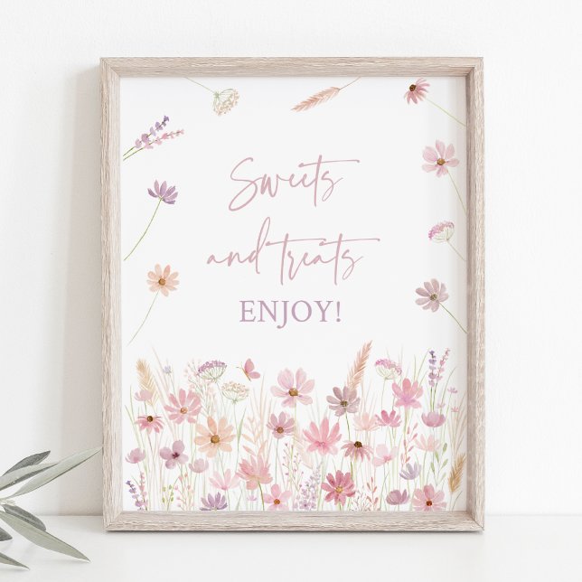 Dusty Pink Wildflowers Sweet Treats Shower Sign (Creator Uploaded)