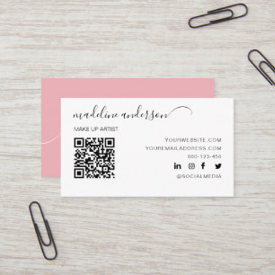 Dusty Pink With QR Code Professional Business Card