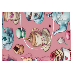 Dusty Pink Wonderland Inspired Print Large Gift Bag