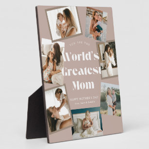 Dusty Pink World's Greatest Mom 7 Photo Collage Plaque