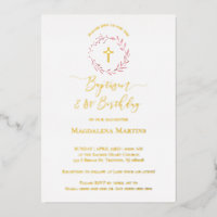 dusty pink wreath Baptism and 1st Birthday