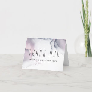 Dusty Plum Blush Pewter Fluid Alcohol Ink Thank You Card