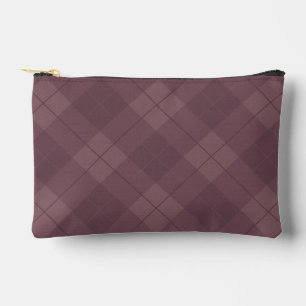 Dusty Plum Burgundy Plaid Pattern Accessory Pouch