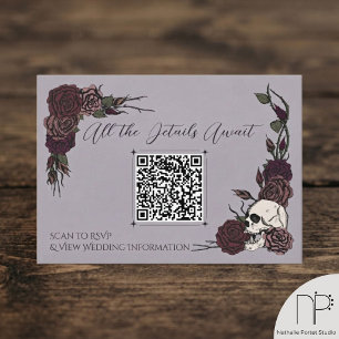 Dusty Plum Floral Skull & Ink QR Card