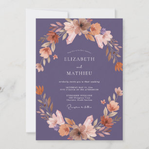 Dusty Plum Petal Wedding Invitation