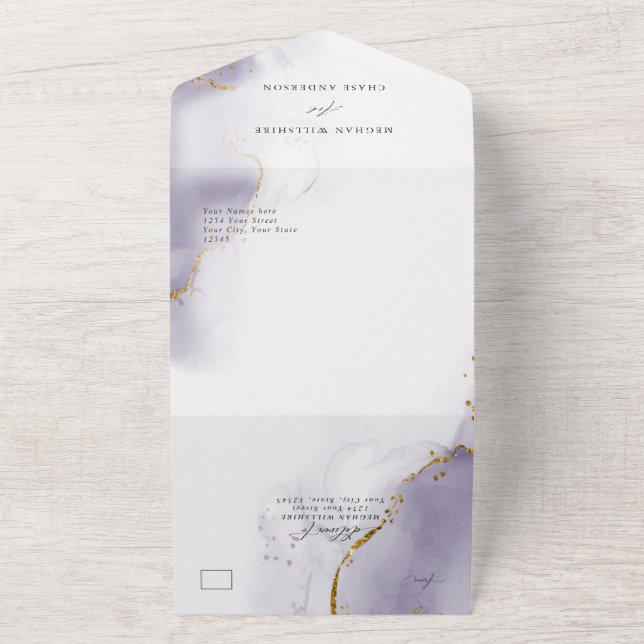 Dusty Plum Purple Abstract  All In One Invitation (Outside)