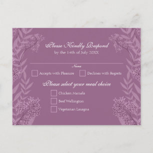 Dusty Plum Purple Wedding  Botanical Holiday Postcard