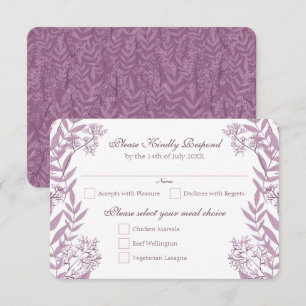 Dusty Plum Purple Wedding  Botanical Invitation