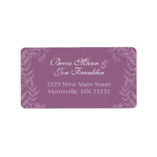 Dusty Plum Purple Wedding Botanical Label