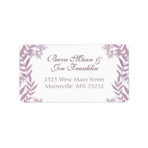 Dusty Plum Purple Wedding Botanical Label