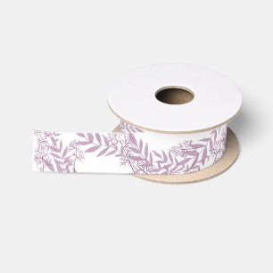Dusty Plum Purple Wedding Botanical Satin Ribbon