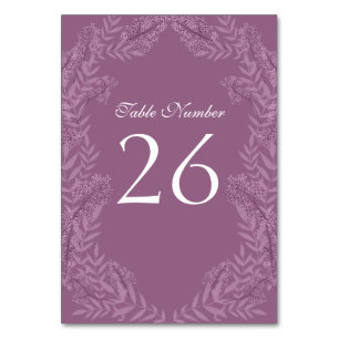 Dusty Plum Purple Wedding Botanical Table Number
