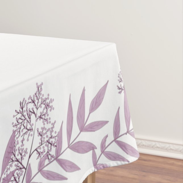 Dusty Plum Purple Wedding  Botanical Tablecloth (In Situ)