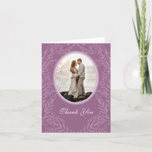Dusty Plum Purple Wedding  Botanical Thank You Card