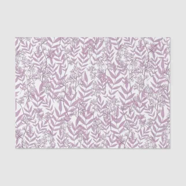 Dusty Plum Purple Wedding  Botanical Tissue Paper (Front)