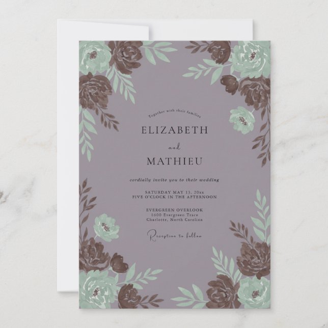 Dusty Plum Rose Wedding Invitation (Front)
