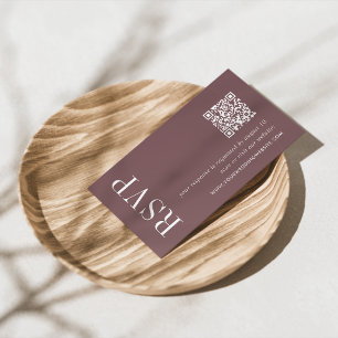 Dusty Plum Wedding QR Code RSVP Enclosure Card