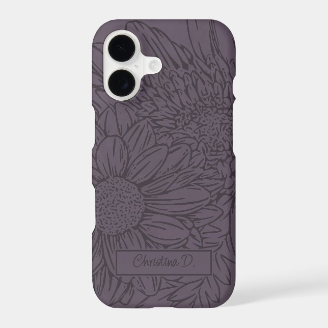 Dusty Plum with Name and Chrysanthemums (Back)