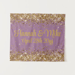 Dusty Purple and Gold Wedding Photo Booth Prop Tapestry