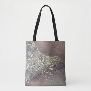 Dusty Purple and Silver Abstract Liquid Art Tote Bag