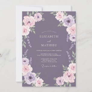 Dusty Purple Bloom Wedding Invitation
