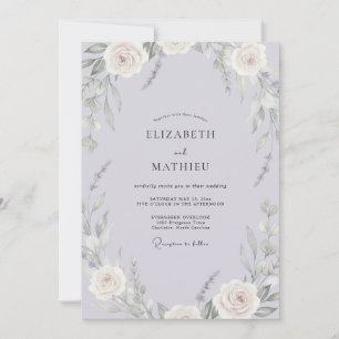Dusty Purple Blossom Wedding Invitation
